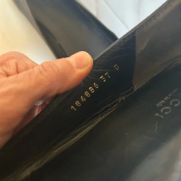 Gucci Vintage Interlocking G Black Leather Ballet Flat Stitching 37 / 6.5 - Picture 5 of 11